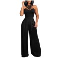 thumbnail image 1 of Birdeem Womens Summer Solid Color Sexy Multi Strap Cross Wide Leg Jumpsuit, 1 of 7