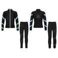 thumbnail image 3 of Yeahdor Kids Girls 2 Piece Figure Skating Training Suit Long Sleeve Zipper Jacket And Rhinestone Leggings Set Light Blue 8, 3 of 7