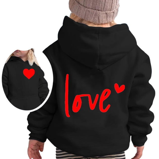 FAOWME Sweat à Capuche à Manches Longues pour Enfants Imprimé Lettre Léger Noir 9-10 Ans