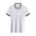 thumbnail image 3 of Sentmoon Clothes for Mens Plus Size Loose Turndown Collar Short Sleeve Beach Tshirts Button up Solid Color Work Blouses for Mens Fashion for Climbing & Mountaineering White XXL, 3 of 8