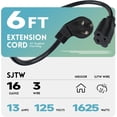 thumbnail image 2 of EP 2 Pack 6 Ft 16/3 Flat Plug Indoor Extension Cord, Black Low Profile Extension Cable, 2 of 7
