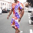 thumbnail image 1 of cllios 4th of July Outfit for Men 2 Piece Set Independence Day Mens Athletic Outfits Short Sleeve Shirts and Drawstring Shorts Set American Flag Matching Suits Independence Day Workout Tracksuits, 1 of 5