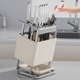 thumbnail image 4 of Qonioi Stainless Steel Knife Block, Countertop and Wall Mount Knife Organizer, Multi-Slot Kitchen Knife Storage Rack for Counter Cabinet Drawer, 4 of 7