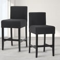thumbnail image 5 of Counter Height Bar Stools Set of 2, Bar Stools with Footrest, Linen Fabric Upholstered Barstools with Back and Solid Wood Legs for Kitchen Island, Dining Room,Pub,Dark Gray, 5 of 5