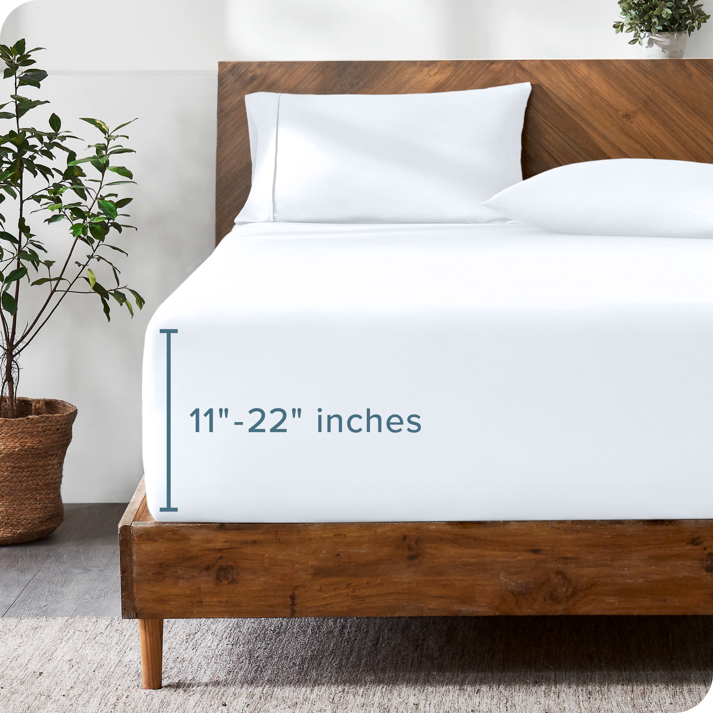 Bare Home Fitted Sheet - 22" Extra Deep Pocket - Premium 1800 Collection - Queen, White