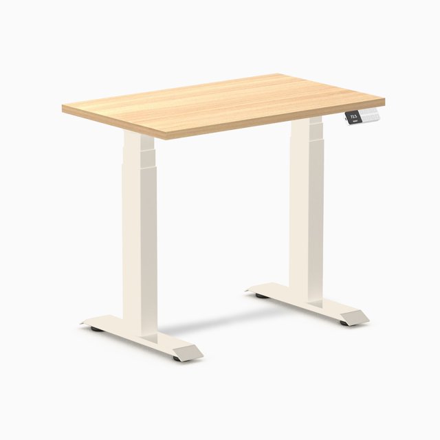 Desky Dual Mini Sit Stand Desk - Sublime Teak / 32 x 20 inches / Wheat