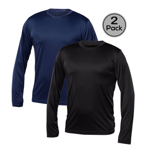 Blank Activewear Lot de 2 T-Shirts à Manches Longues pour Hommes, Tissu de Performance à Séchage Rapide