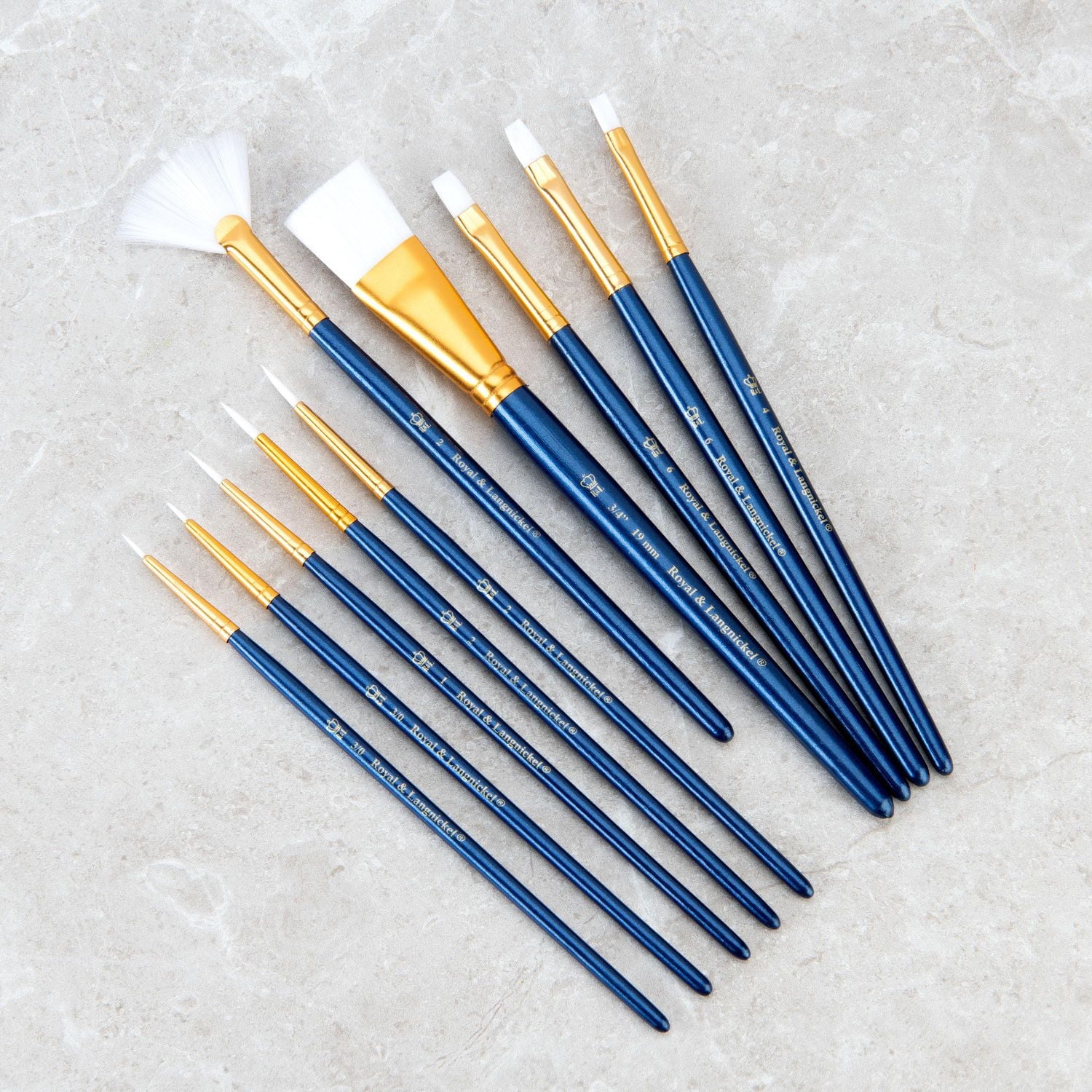 Royal & Langnickel - 10pc Blue Zip N' Close White Taklon Artist Paint Brush Set