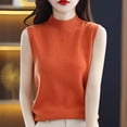 thumbnail image 2 of Sentmoon Sweatshirts Women High Neck Knitted Sleeveless Sweater Tops for Women Oversized Solid Color Slim Breathable Lightweight Tops & Blouses Fall and Winter for Weekend Outings Orange S, 2 of 5