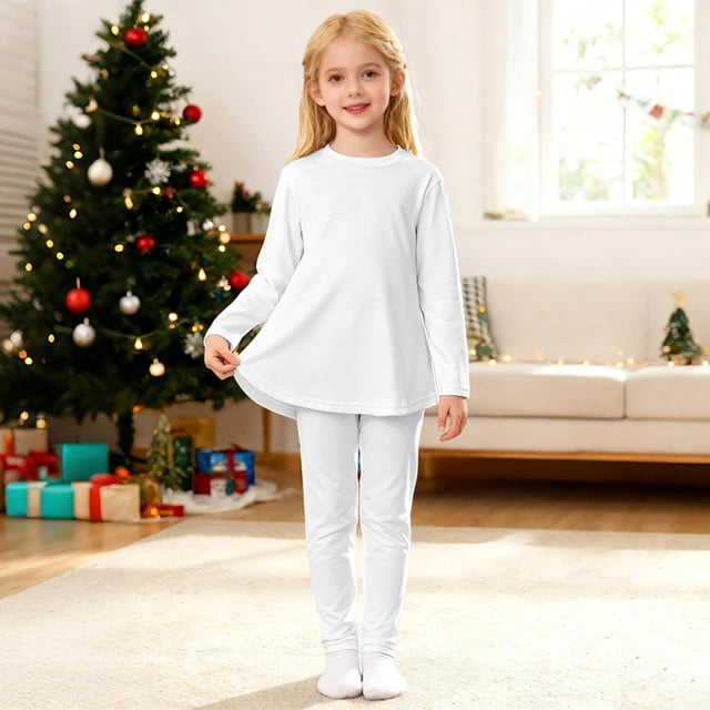 WENXIAOO Ensemble de Pyjama pour Tout-Petit 2 Pcs Robe à Manches Longues avec Pantalon Tenues de Pyjama en Soie Pyjamas 3-4 Ans