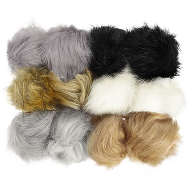 Unique Bargains Faux Fur Pom Poms for Hats, Fluffy Soft Fur Poms Balls with Elastic Loop, 6 Color 12Pack