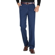 Ketyyh-chn99 Men's Jeans 2024 Casual Pants Shorts Men High Waist Straight Fit Jeans High Waist Straight Fit Stretch Denim Blue,34