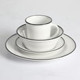 thumbnail image 2 of Martha Stewart Cliffield 16 Piece Dinnerware Set, Black Rim, White, Fine Ceramic, 2 of 7