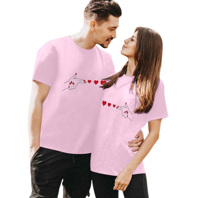 LUOGENLI T-shirts pour Femme pour Femmes T-Shirt à Col Rond à Manches Courtes Imprimé pour la Journée du Couple T-shirts pour Femmes T-Shirt Graphique T-Shirt Drôle de la Saint-Valentin pour Femmes T-Shirt Graphique Pâques L