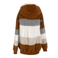 thumbnail image 5 of FAIWAD Women's Full Zip Fuzzy Fleece Hooded Coat Color Block Drawstring Fall Winter Warm Coat with Pockets, 5 of 5