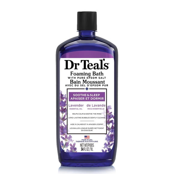 Dr Teal's Foaming Bath with Pure Epsom Salt, Soothe & Sleep with Lavender Essential Oil (Packaging May Vary)