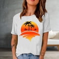 thumbnail image 1 of SMihono Hauts pour Femmes Été Chic Décontracté Mode Femme Imprimé Col Rond Manches Courtes T-Shirt Impression Blouse Ample Hauts T-Shirt Oversize pour Femmes, 1 of 4