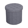 thumbnail image 1 of ITY International - Pouf Rond/repose-Pieds avec Rangement, Diamètre 18,5 Pouces, Gris, 1 of 2