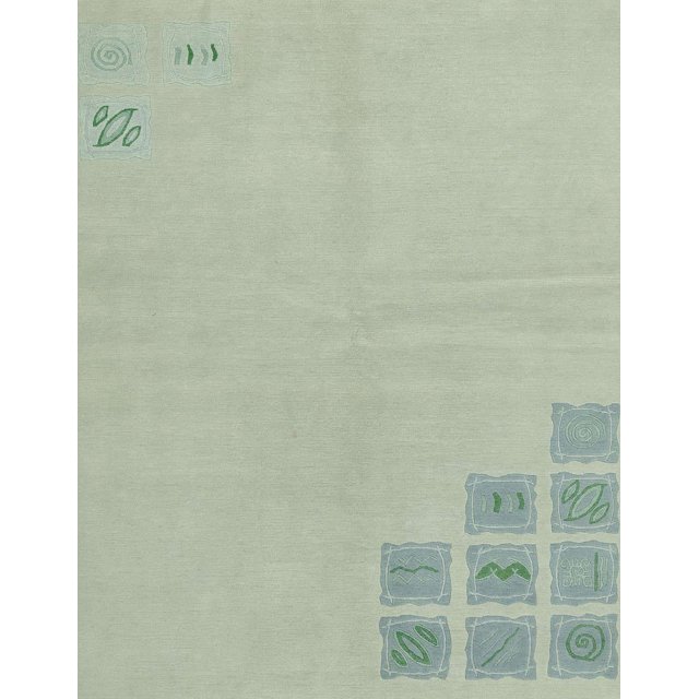 Ahgly Company Indoor Rectangle Abstract Green Abstract Area Rugs, 3' x 5'