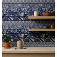 thumbnail image 4 of S4Sassy Self-Stick Decorative Boho Wallpaper, Handblock Striped Wall Paper, Textured Vinyl Waterproof Contact Paper, Blue, 25"X360" Removable Renter Friendly Wall Covering For Bedroom, Dining Room, 4 of 9