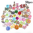 thumbnail image 2 of Coofit 50PCS Wood Button Decorative Cute Cartoon Pattern DIY Craft Button Sewing Button, 2 of 6