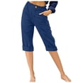 thumbnail image 1 of Timegard Womens Capri Pants Straight Leg Elastic Waisted Button Summer Casual Crop Pants with Pockets, 1 of 4