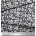 thumbnail image 2 of Soimoi Rayon Crepe Fabric Leaves & Floral Block Fabric Prints by Yard 46 Inch Wide, 2 of 3