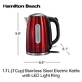 thumbnail image 2 of Hamilton Beach Electric Tea Kettle, Water Boiler & Heater, 1.7 Liter, Cordless Serving, 1500 Watts for Fast Boiling, Auto-Shutoff and Boil-Dry Protection, Red with L, 2 of 8