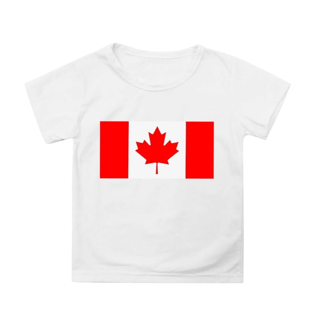 T-shirt à Manches Courtes pour Filles de la Fête du Canada, Col Rond d'Été, Coupe Décontractée, Chandails de Base
