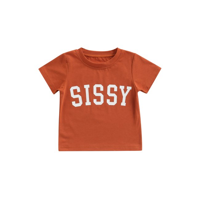 Kmbangi Children's T-shirt Tops Letter Printing Short-sleeved Round Neck Summer Breathable Tops