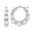 thumbnail image 1 of White Freshwater Cultured Pearl Hoop Earrings in Sterling Silver, 1 of 5