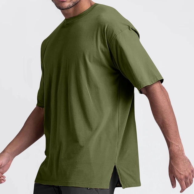 AherBiu T-Shirts pour Hommes Surdimensionnés en Coton Léger à Col Rond à Manches Courtes T-Shirt Décontracté