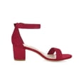 thumbnail image 3 of BLISSFUL STEP Women's Shoes Open Toe Mid Block Heel Ankle Strap Faux Suede Sandals Deep Red 7, 3 of 8