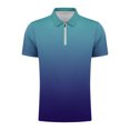 thumbnail image 5 of Chemises pour Hommes Imprimé Décontracté Manches Courtes Col Rabattu T-Shirt à Fermeture Éclair Blouse Tops, 5 of 5
