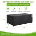thumbnail image 3 of Rectangular Patio Table Cover -600D Heavy Duty Large Waterproof Table Cover -75” Patio Sofa Set Covers  Tea Table Cover  Dining Table Cover Black,128"x83"x28", 3 of 9