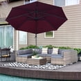 thumbnail image 2 of Ensemble de meubles de patio 7 pièces en rotin synthétique avec canapé sectionnel, table à lattes WPC, coussins et oreillers pour jardin, pelouse, terrasse, beige foncé et gris, 2 of 18