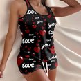 thumbnail image 1 of Mikilon Ensemble de Pyjama pour Femme de la Saint-Valentin à Imprimé Amour, Taille Élastique, Short, 1 of 9