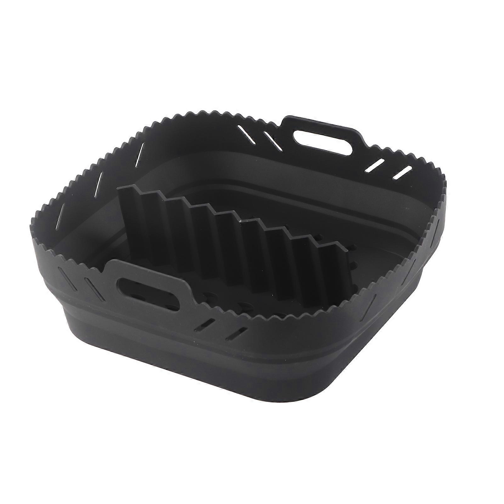 Air Fryer Accessories Square Air Fryer Baking Pan with Silicone Mat Air Fryer Silicone Baking Pan, Black