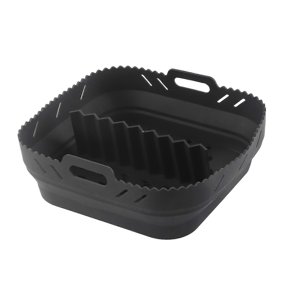Air Fryer Accessories Square Air Fryer Baking Pan with Silicone Mat Air Fryer Silicone Baking Pan, Black