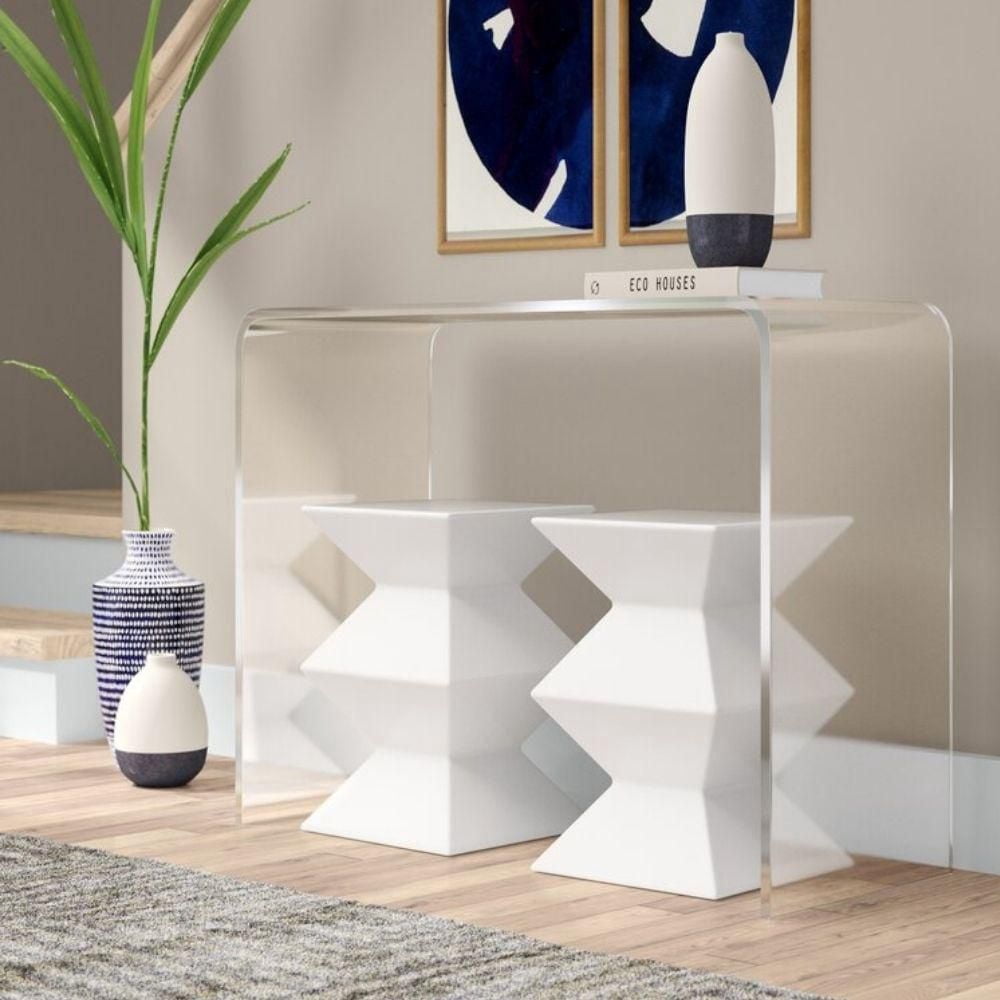 Table console acrylique 8 x 30 », table console transparente acrylique, table console acrylique, table console acrylique rectangulaire, pour salon, entrée, salle à manger, table canapé