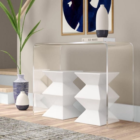 Take Me Home Furniture – Clear Acrylic Small Console Table, Modern Entryway Display Table (30" H x 30" W x 8" D)