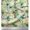 thumbnail image 1 of Soimoi Poly Georgette Fabric Check,Text & Coconut Tree Print Sewing Fabric Yard 42 Inch Wide, 1 of 2