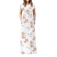 thumbnail image 1 of Robe Longue Maxi Décontractée à Fleurs pour Femmes, Manches Courtes, Coupe Ample, Unie, avec Poches, 1 of 2