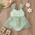 thumbnail image 2 of MIASHUI Barboteuse Robe Tutu en Maille Sans Manches à Broderie Florale pour Filles, Vert, 9-12 Mois, 2 of 8
