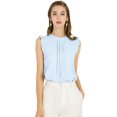 thumbnail image 2 of INSPIRE CHIC Women's Ruffled Crew Neck Sleeveless Pleated Blouse Top, 2 of 6