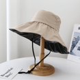 thumbnail image 1 of LinYooLi Women's Bucket Hat Summer Solid Color Cap Japanese Simple Foldable Casual Bucket Hat Vinyl Sunscreen and Sunscreen Bucket Hat, 1 of 6
