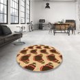 thumbnail image 4 of Ahgly Tapis Rond Lavable en Machine Intérieur Transitionnel Jaune Orange, 5 Pieds Rond, 4 of 7