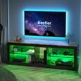 thumbnail image 1 of Bestier RGB TV Stand for TVs up to 60" with LED Lights Entertainment Center, Golden Black, 1 of 9