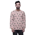 thumbnail image 1 of Atasi Cotton Slub Long Sleeve Kurta for Men Keyhole Neck Ethnic PrintedShirt, 1 of 1