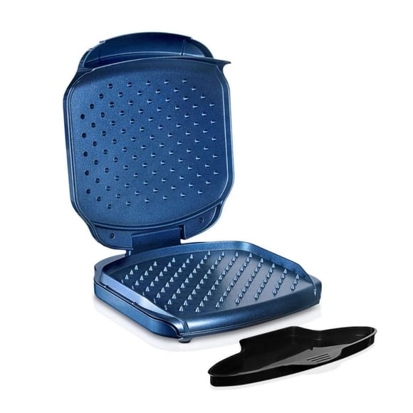 Granitestone Diamond Infused Spike Express Electric Grill, Ultra-Durable Non-Stick Indoor Electric Grill with Fast-Cooking Spikes, Classic Blue